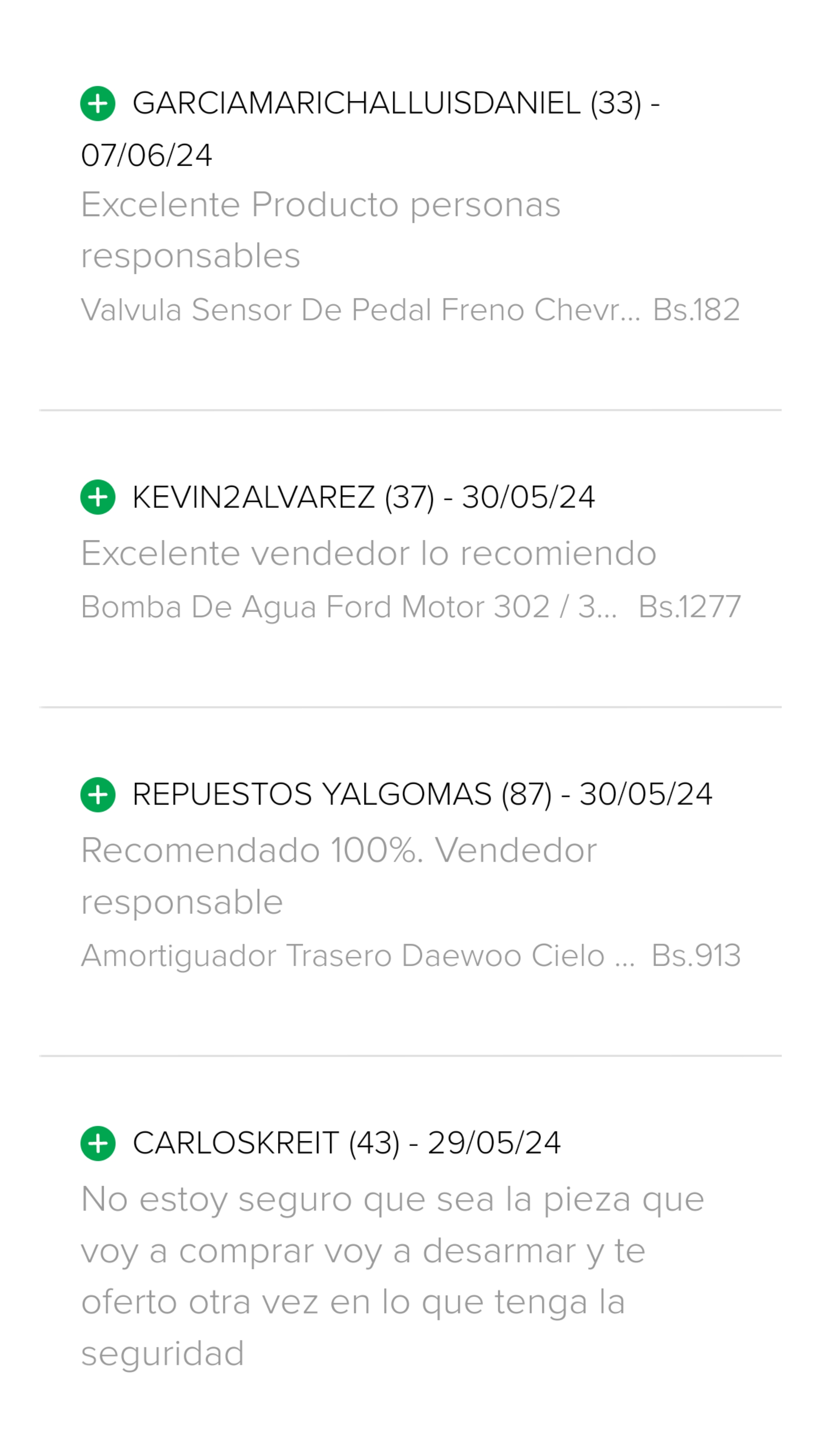 comentario y Testimonio de cliente  de clientede cliente de parra import inversiones 